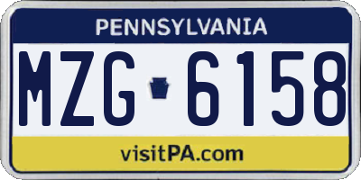 PA license plate MZG6158