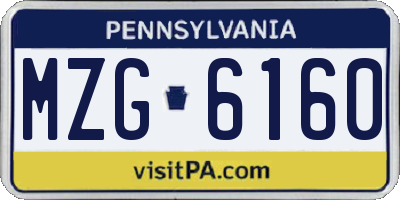 PA license plate MZG6160