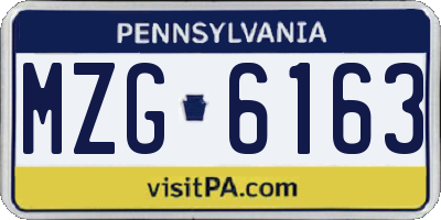 PA license plate MZG6163