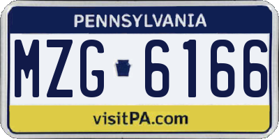 PA license plate MZG6166