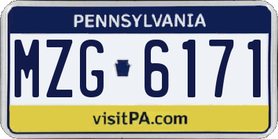 PA license plate MZG6171