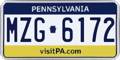 PA license plate MZG6172