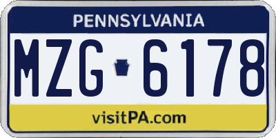 PA license plate MZG6178