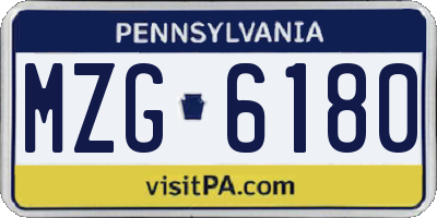 PA license plate MZG6180