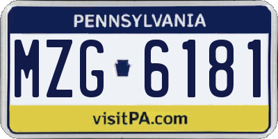 PA license plate MZG6181
