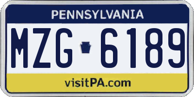 PA license plate MZG6189