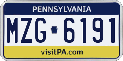 PA license plate MZG6191