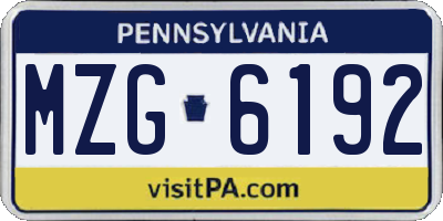 PA license plate MZG6192
