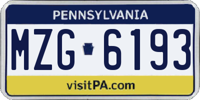 PA license plate MZG6193