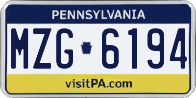 PA license plate MZG6194