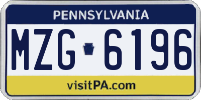 PA license plate MZG6196