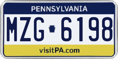 PA license plate MZG6198