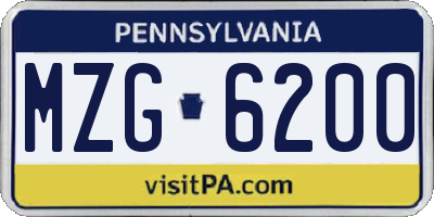 PA license plate MZG6200