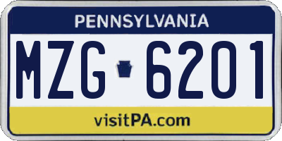 PA license plate MZG6201