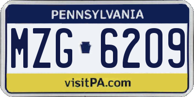 PA license plate MZG6209