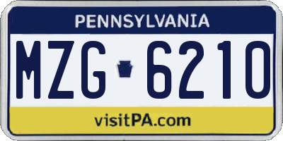 PA license plate MZG6210
