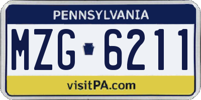 PA license plate MZG6211