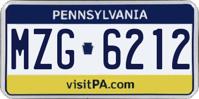 PA license plate MZG6212