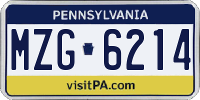 PA license plate MZG6214