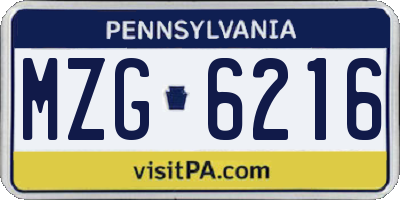 PA license plate MZG6216