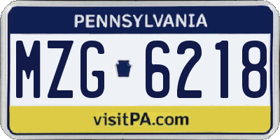 PA license plate MZG6218