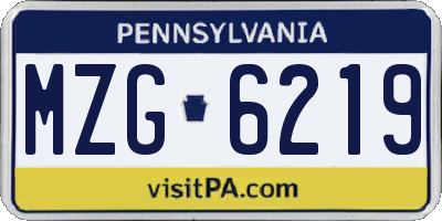 PA license plate MZG6219