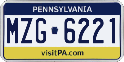 PA license plate MZG6221