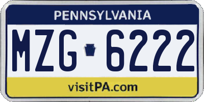 PA license plate MZG6222