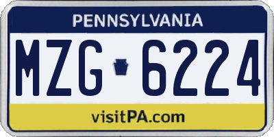 PA license plate MZG6224
