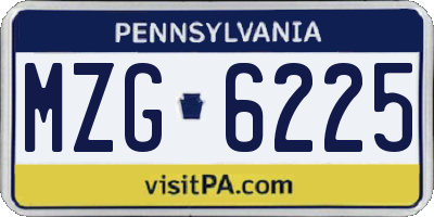 PA license plate MZG6225