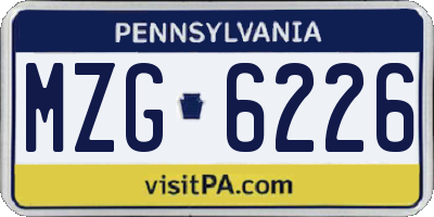 PA license plate MZG6226