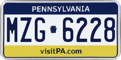 PA license plate MZG6228