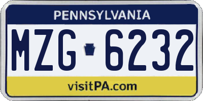 PA license plate MZG6232