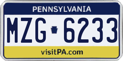 PA license plate MZG6233