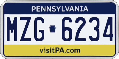 PA license plate MZG6234