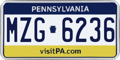 PA license plate MZG6236