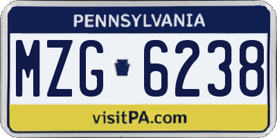 PA license plate MZG6238