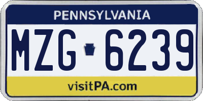 PA license plate MZG6239