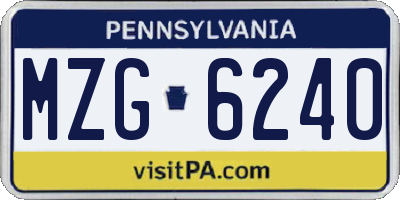 PA license plate MZG6240