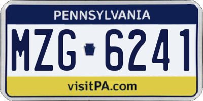PA license plate MZG6241