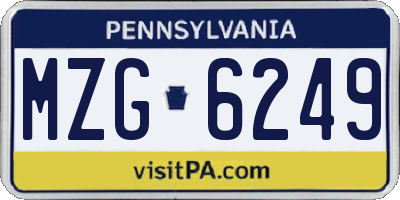 PA license plate MZG6249