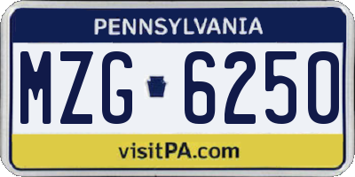 PA license plate MZG6250