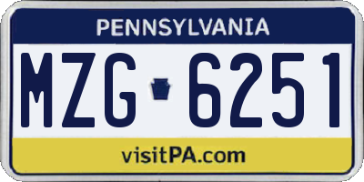 PA license plate MZG6251