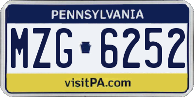 PA license plate MZG6252
