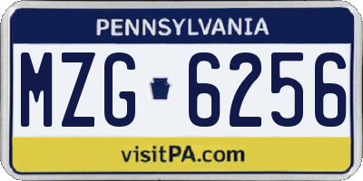 PA license plate MZG6256