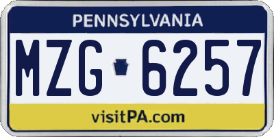PA license plate MZG6257