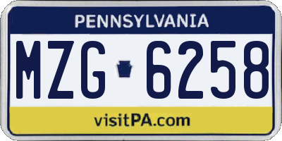 PA license plate MZG6258