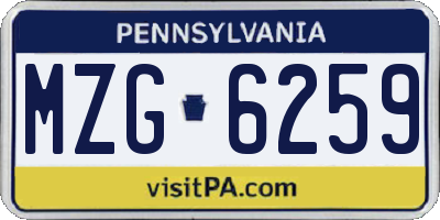 PA license plate MZG6259