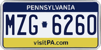 PA license plate MZG6260