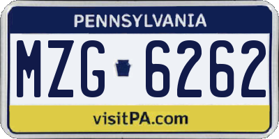 PA license plate MZG6262